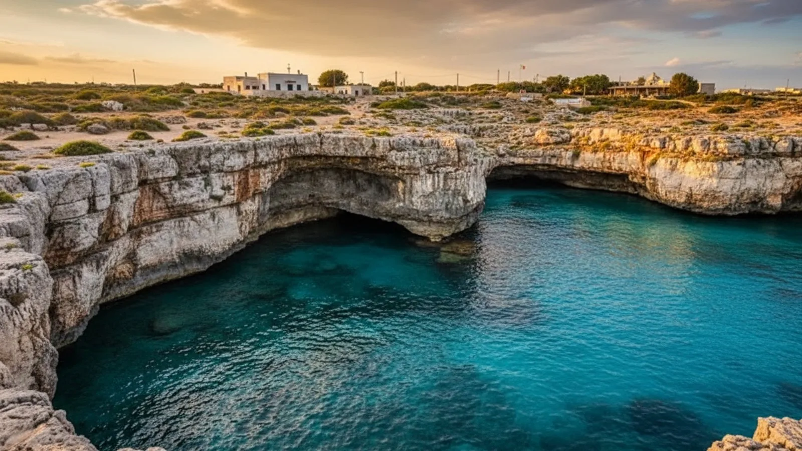 La costa salentina al tramonto, senza bagnanti